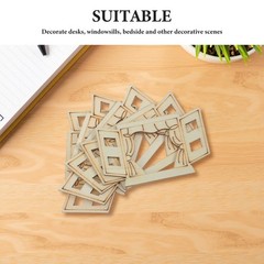 6Pcs Mini Wooden Window Frames Khaki Paintable Wood Craft Decor for Dollhouse