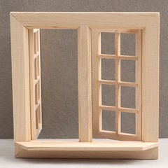 Mini House Adornment Mini Blank Window Model Uncolored Wooden Window