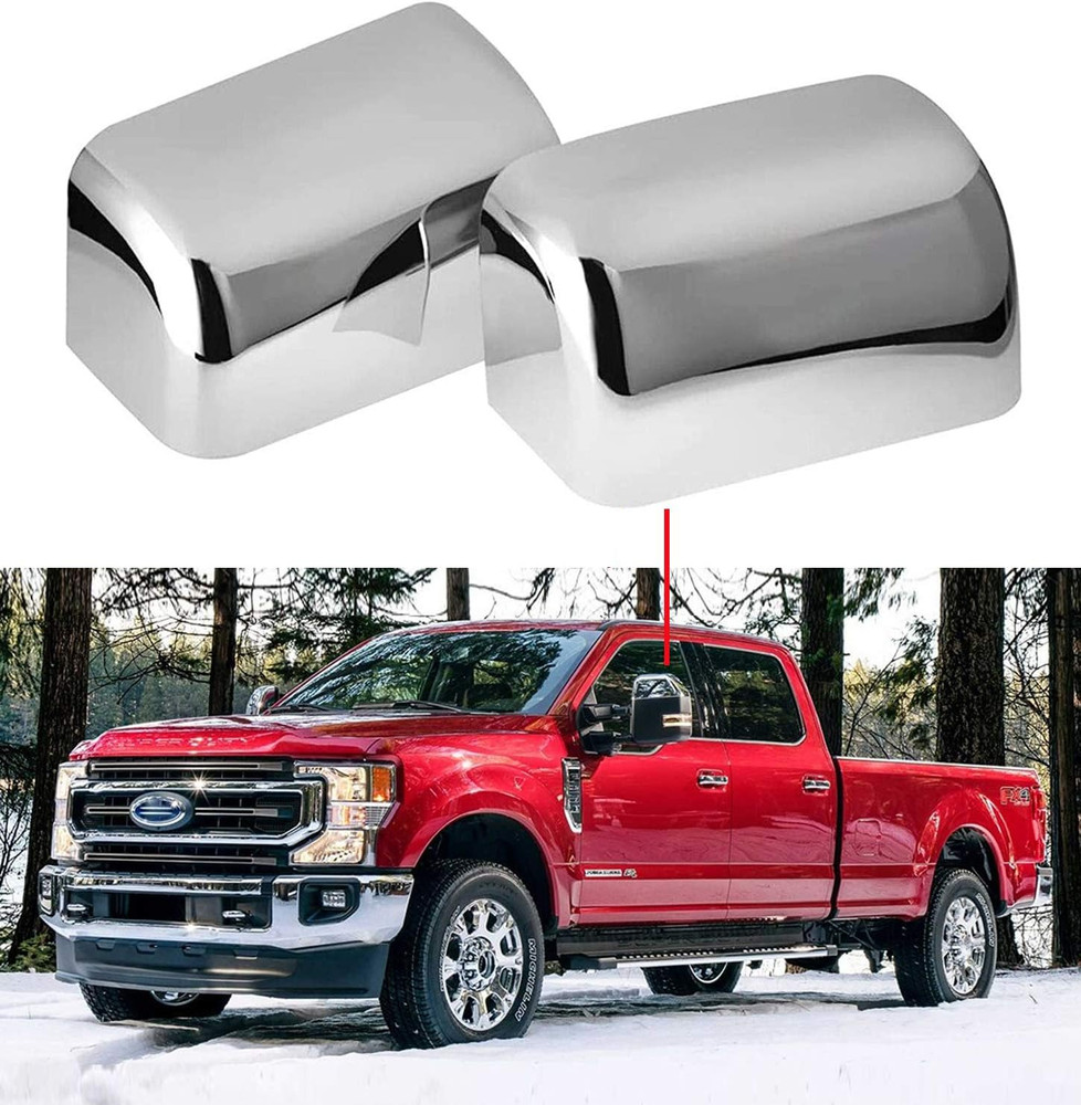 Super Duty Chrome Plated Mirror Covers Ultra Durable Top Half for 2008-2016 Ford
