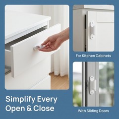 20Pcs Reusable Plastic Cabinet Handles White for Sliding Doors and Drawers