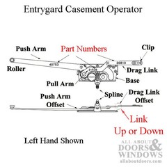 Truth Casement Operator, LH, Offset down Link # 20810, Raised Roller