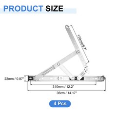 4Pcs Casement Window Hinge, 14-inch Stainless Steel Friction Stay Hinges