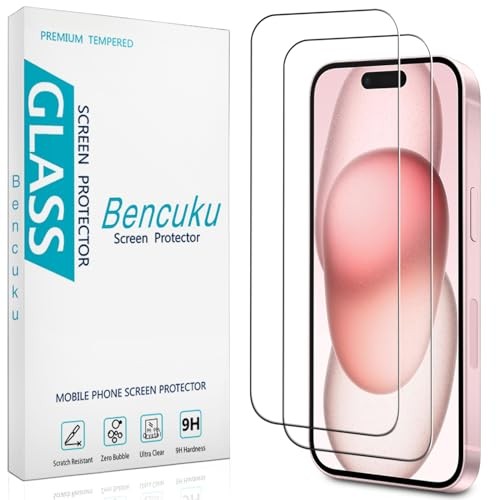 (2 Pack) Screen Protector for iPhone 15 Tempered Glass 6.1 iPhone 15 6.1-inch