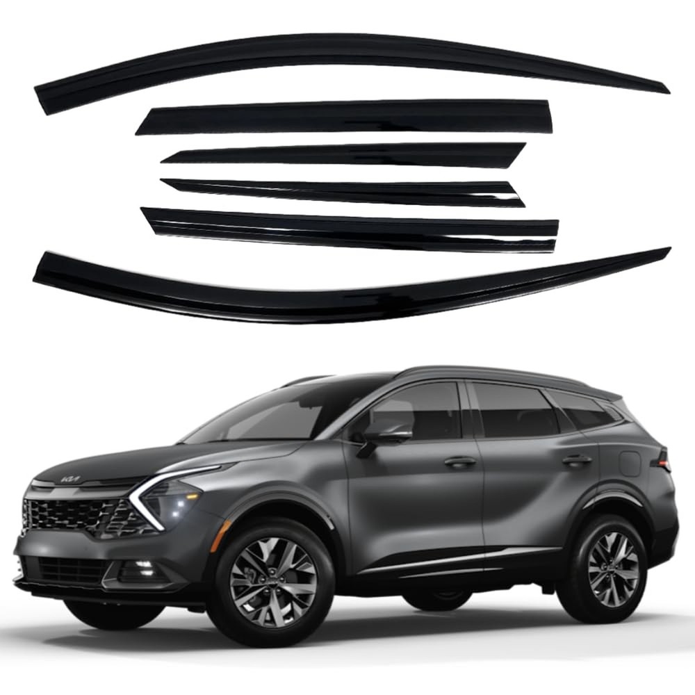 AUTOCLOVER Tape-On Rain Guards Window Visors 6 Pcs Set for Kia Sportage 2023 …