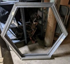 Custom Made 48-in Aluminum Framed Double Pane Hexagon Window (Not Octagon) Rare
