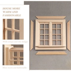 Mini House Adornment Mini Blank Window Model Uncolored Wooden Window