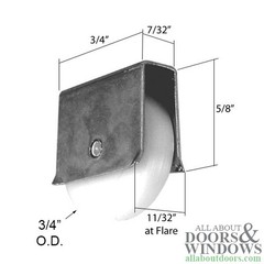 Roller Assembly (Flat) 3/4″ Dia – Sliding Windows, Showcase / Storm – Steel / N