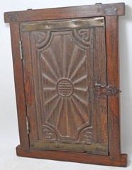 Antique Wooden Wall Décor Window Panel With Frame Original Old Hand Carved