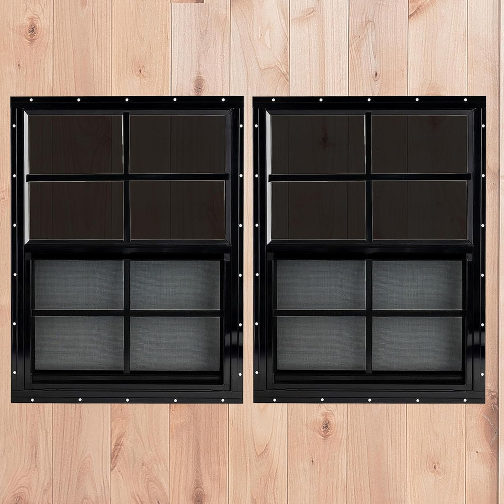 18″ X 27″ Black Shed Windows 2 Pack,Small Windows with Tempered Glass – Flush Mo