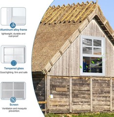 2 Pack 12″X18″ Sliding Shed Windows, Chicken Coop Windows – White Flush Mount W/