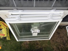 Pella Modern White Vinyl Sliding Window Double-Pane Colonial Grids Lock