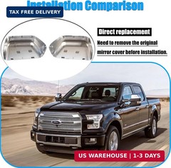 AUCERAMIC Chrome Plated Mirror Covers Caps Fit for Ford Super Duty 2017-2025 F-2