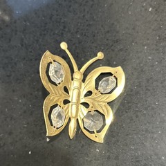 Gold Tone Butterfly and Bird window hangers with Clear Glass Stones Set of 3