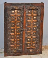 Antique Wooden Large Wall Décor Window Panel Frame Original Old Fine Metal Work