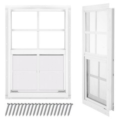 2 Pack 12″x18″ Sliding Shed Windows – White Flush Mount with Tempered Glass & Sc