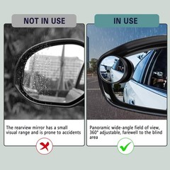 2PCS Blind Spot Mirrors, 2-in-1 Carbon Fiber Rain Eyebrow Reflective Protection