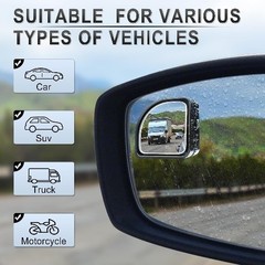 2PCS Universal Car Blind Spot Mirror, Convex Wide Angle Rearview Mirror with Adj