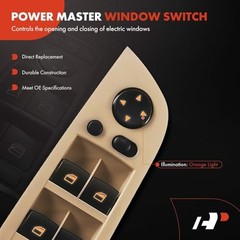 Front Left Driver Side Power Window Switch | With Power Folding Mirrors