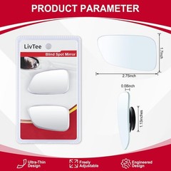 Blind Spot Car Mirror, HD Glass Frameless Convex Side Mirror Blindspot