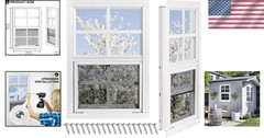 Double Pack 14″ x 21″ Durable Shed Windows with Built-In Screens & Easy Install