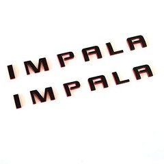 2Pack OEM Side Door Impala Emblems Nameplate Letters Badges Black red