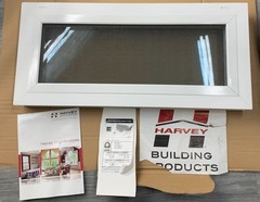 Hopper Window 30 x 13.75 Basement Laundry Room Garage White Vinyl 2 Latches