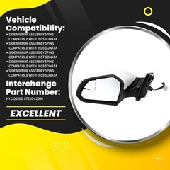 Driver Side Mirror Assembly 5Pins Compatible with 2015-2019 Sonata with Left