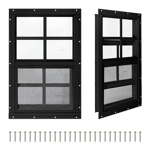 2 Pack Shed Windows,12″ x 18″ Small Sliding Windows,Flush Mount Windows with
