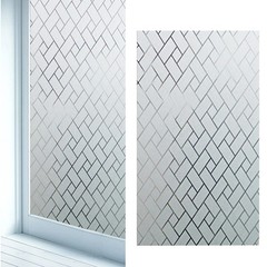 1 Pack Reusable Silver Window Privacy Film Non Adhesive Frosted Decorative Film