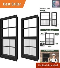 2 Pack Shed Windows 24″ x 36″ Flush Mount Window with Tempered Glass,House Sm…
