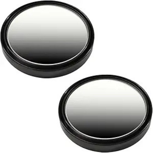 2PCS 2″ Round HD Glass Convex Rear View Mirror, 360° Rotate Wide Color: Black