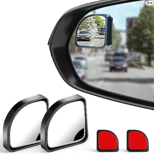 2PCS Universal Car Blind Spot Mirror, Convex Wide Angle Rearview Mirror with Adj