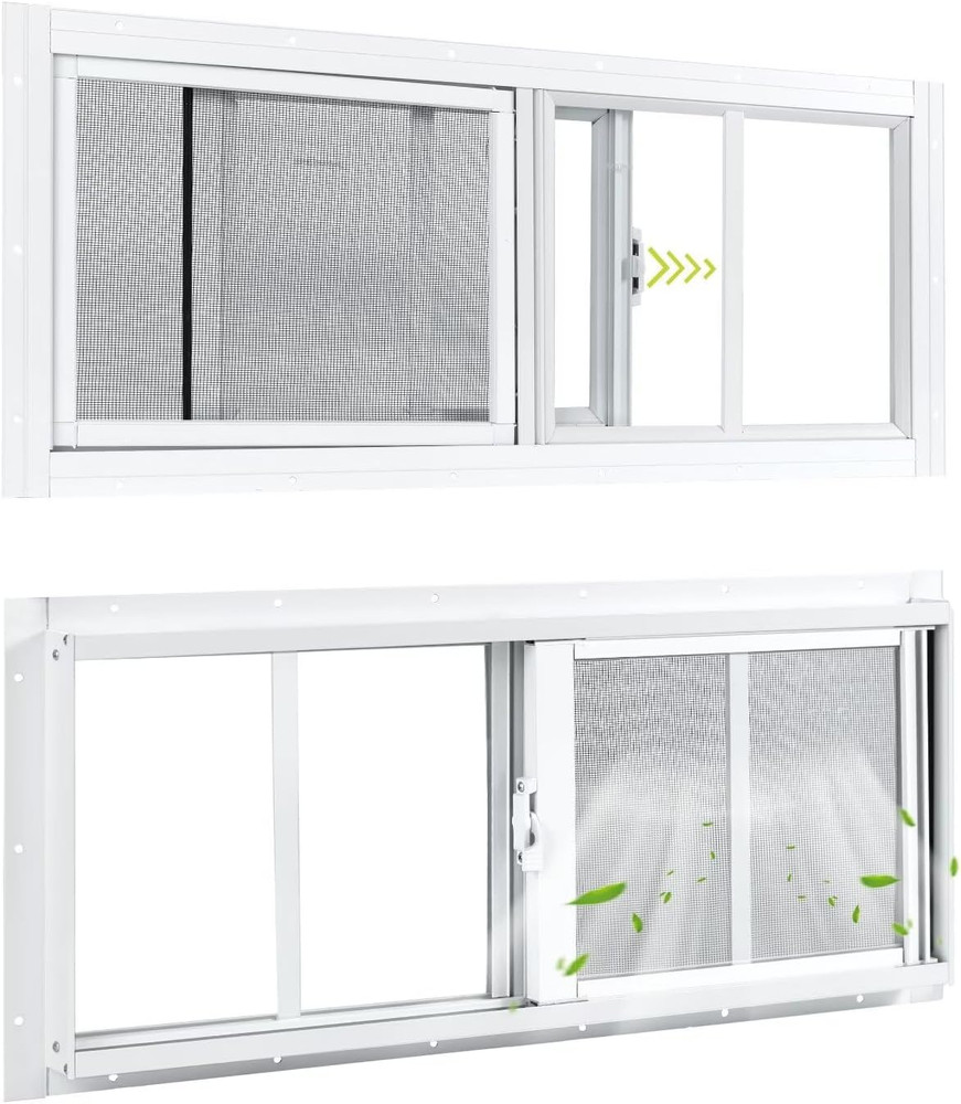 2 Pack Shed Windows, 10″X23″ Sliding Windows, Transom Window with Tempered Glass