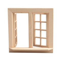 3 Set of Durable Mini Wooden Blank Windows Khaki for Mini House Decor