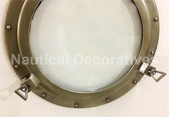 20″ Aluminum Porthole Antique Finish~Porthole Glass Ship Window Home Decor