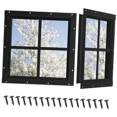 Shed Windows 2 Pack, Chicken Coop Windows 12″ x 12″ with 12×12 Inch Black