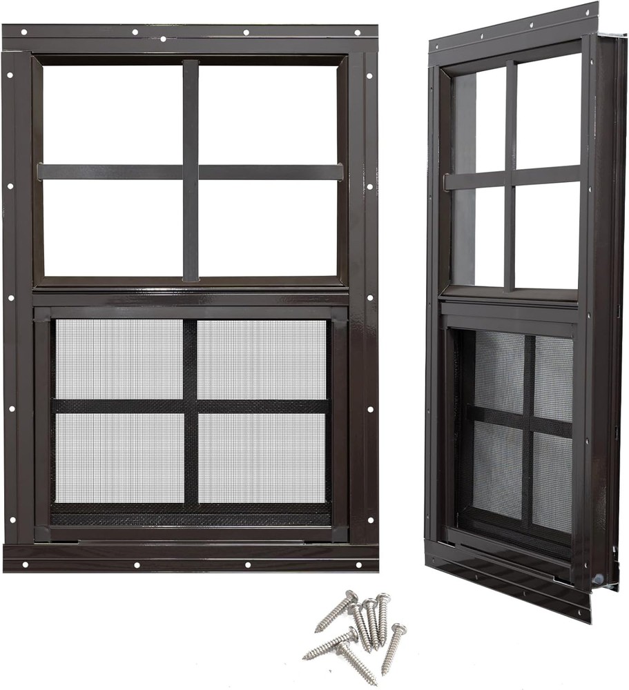 2 Pack Shed Windows with Black Frame, 14 x 21 Small Window,Tempered Glass