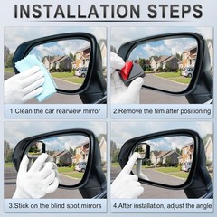 2PCS Universal Car Blind Spot Mirror, Convex Wide Angle Rearview Mirror with Adj