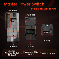 Window & Mirror Switch, Fit for 1994-2001 Chevy GMC C1500 C2500 C3500 Tahoe | Mi