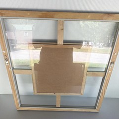 Rustic White Wood Framed Truck Picture Window, Clear Single-Pane Glass 20by20 in