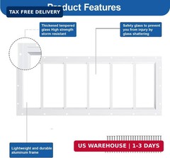 NeatiEase 2 Pack Shed Windows 10″x35″, Transom Window Fixed Design with Tempered