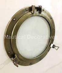 20″ Aluminum Porthole Antique Finish~Porthole Glass Ship Window Home Decor
