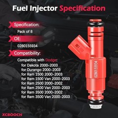 Fuel Injectors Set of 8 Compatible with Dodge for Dakota Durango Ram 1500 2001