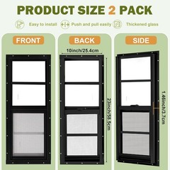 2 Pack Shed Windows, 10″X 23″ Black Sliding Window Suitable for Chicken Coop, Sh
