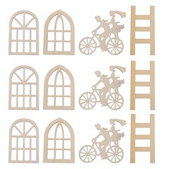 16Pcs Durable Mini Wood Window Frames for Craft Dollhouse Interior Accessories