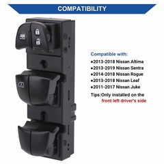 Obaee Power Window Switch Front Left Driver Side Compatible with Black