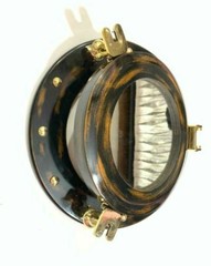 Beautiful Handmade Wooden Porthole-Window Mirror Round Glass Nautical Wall Decor