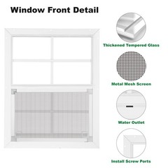 2 Pack 18×23 Shed Windows – Small Sliding Tempered Glass with Metal Mesh Screen