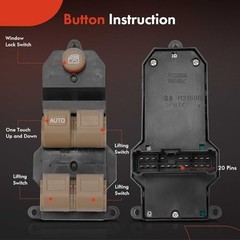 Master Power Window Switch Compatible with Honda Civic 2001 2002 2003 2004
