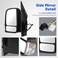 Driver Left Side Mirror Compatible with Merecedes Left Driver Side 7Pins Black